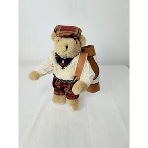 Brown Bear Golfer Outfit Tartan Cap Plush Toy 100 Polyester